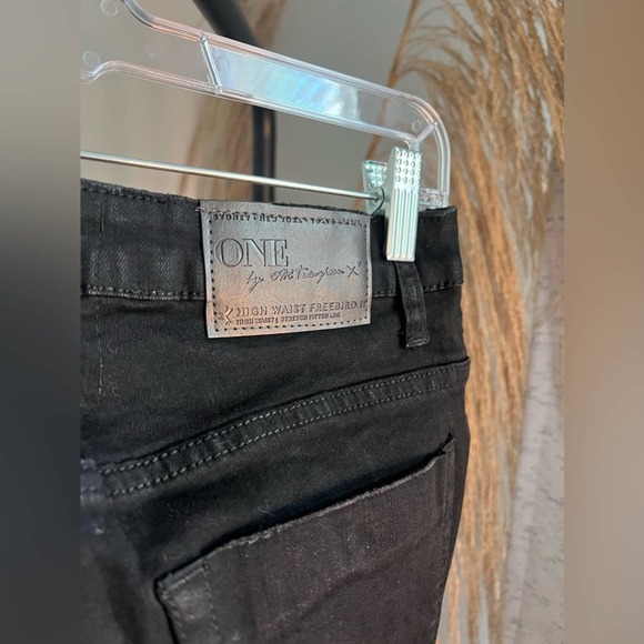 NWT One Teaspoon Freebirds High Waist Skinny Jeans Size 27 Black Distressed - Picture 9 of 10